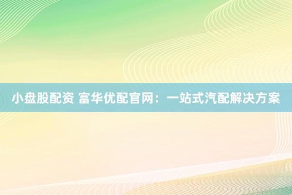 小盘股配资 富华优配官网：一站式汽配解决方案