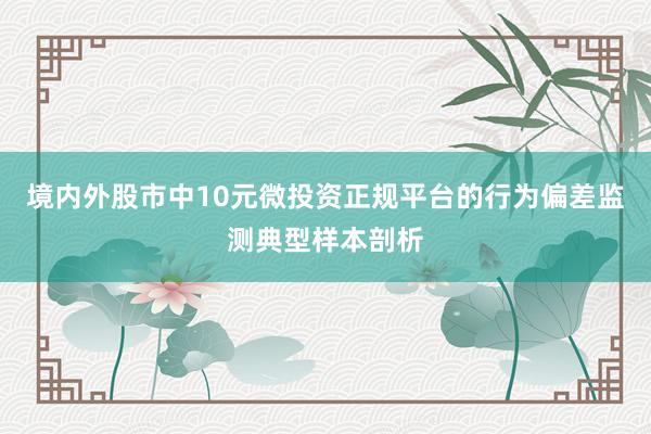 境内外股市中10元微投资正规平台的行为偏差监测典型样本剖析