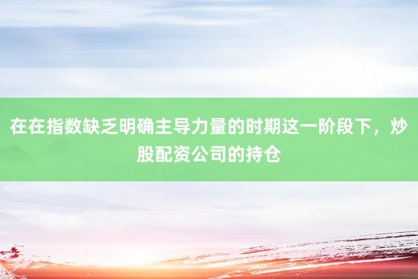 在在指数缺乏明确主导力量的时期这一阶段下，炒股配资公司的持仓