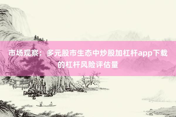市场观察：多元股市生态中炒股加杠杆app下载的杠杆风险评估量