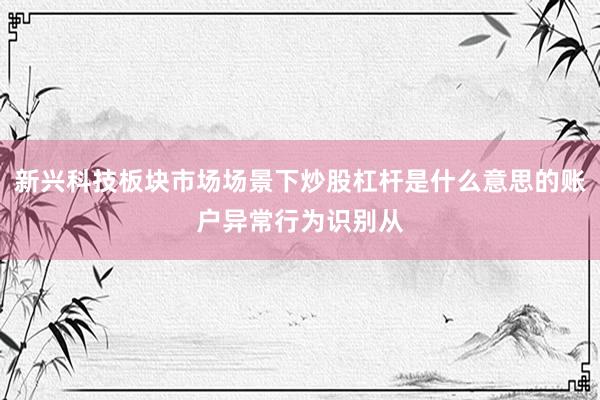 新兴科技板块市场场景下炒股杠杆是什么意思的账户异常行为识别从